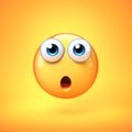 Surprised emoji isolated on yellow background, shocked emoticon 3d rendering Royalty Free Stock Photo