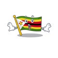 Surprised flag zimbabwe face gesture on cartoon style