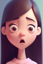 Surprised girl. 3d illustration. Cartoon character. Vector. Royalty Free Stock Photo