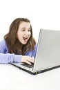 Surprised girl with laptop Royalty Free Stock Photo