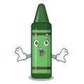 Surprised green crayon in the mascot shape