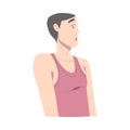 Surprised Guy Dressed in Sleeveless Tank Top, Young Man with Shocked Face Expression Cartoon Style Vector Illustration