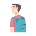 Surprised Guy, Male Student Character with Backpack Looking Shocked Cartoon Style Vector Illustration Royalty Free Stock Photo