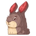 A Surprised Hare, isolated vector illustration. Cute cartoon picture of a rabbit staring at something with shock. Drawn animal