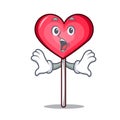 Surprised heart lollipop mascot cartoon