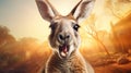 Surprised Kangaroo In Golden Light: Playful Character Design Inspired By Mike Campau