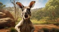 Surprised Kangaroo With Wide Open Mouth