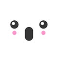 Surprised kawaii cute emotion face, emoticon vector icon Royalty Free Stock Photo