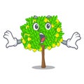 Surprised lemon tree cartoon next the house Royalty Free Stock Photo