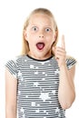 Surprised little girl pointing with finger Royalty Free Stock Photo