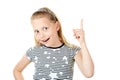 Surprised little girl pointing with finger Royalty Free Stock Photo