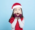 Surprised  little girl in Santa hat Royalty Free Stock Photo