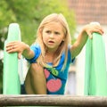 Surprised little girl on a slide