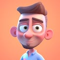 Surprised man with big eyes. 3D render. Cartoon character.