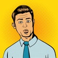 Surprised man pop art style vector illustration