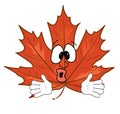 Surprised mapple leaf cartoon