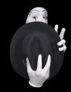 Surprised mime with a hat Royalty Free Stock Photo