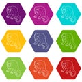 Surprised monkey icons set 9 vector