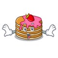 Surprised pancake with strawberry mascot cartoon