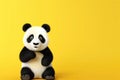 Surprised Panda Standing On Yellow Background