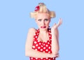 Surprised pin up girl with a vintage dress Royalty Free Stock Photo