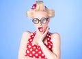 Surprised pin up girl with a vintage dress Royalty Free Stock Photo