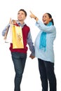 Surprised pregnant couple at shopping Royalty Free Stock Photo