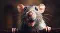 Surprised Rat With Open Mouth: Exuberant And Joyful Photoillustration