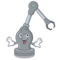 Surprised robotic arm machine in the mascot