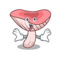 Surprised russule mushroom mascot cartoon