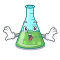 Surprised science beaker mascot cartoon