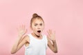 Surprised shocked cute girl gasping emotional face Royalty Free Stock Photo