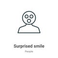 Surprised smile outline vector icon. Thin line black surprised smile icon, flat vector simple element illustration from editable