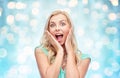 Surprised smiling young woman or teenage girl Royalty Free Stock Photo