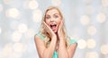 Surprised smiling young woman or teenage girl Royalty Free Stock Photo