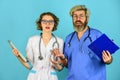 Surprised successful colleagues. Medical team of doctors. Medical staff people. Team of doctor and nurse meeting Royalty Free Stock Photo