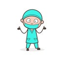 Surprised Surgeon Doctor Showing Empty Hands Vector