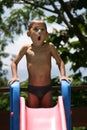 Surprised swimming boy Royalty Free Stock Photo