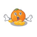 Surprised tangerine with in the mascot shape