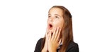 Surprised teen girl covering her mouth with hands Royalty Free Stock Photo