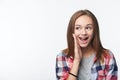 Surprised teen girl looking to the side Royalty Free Stock Photo