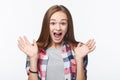 Surprised teen girl screaming looking at camera Royalty Free Stock Photo