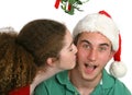 Surprised Under Mistletoe Royalty Free Stock Photo