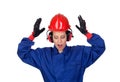 Surprised woman industrial worker Royalty Free Stock Photo
