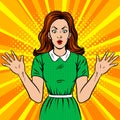 Surprised woman pop art style vector illustration