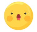 Surprised yellow face emoji with wide eyes and open mouth. Expressive shocked emoticon reaction vector illustration
