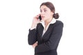 Surprised young business woman having a phone conversation Royalty Free Stock Photo