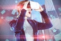 Composite image of surprised young businesswoman wearing vr glasses Royalty Free Stock Photo