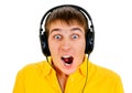 Surprised Young Man in Headphones