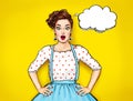 Surprised young woman with open mouth.Comic woman. Gossip girl. Amazed women. Pop Art girl. Royalty Free Stock Photo